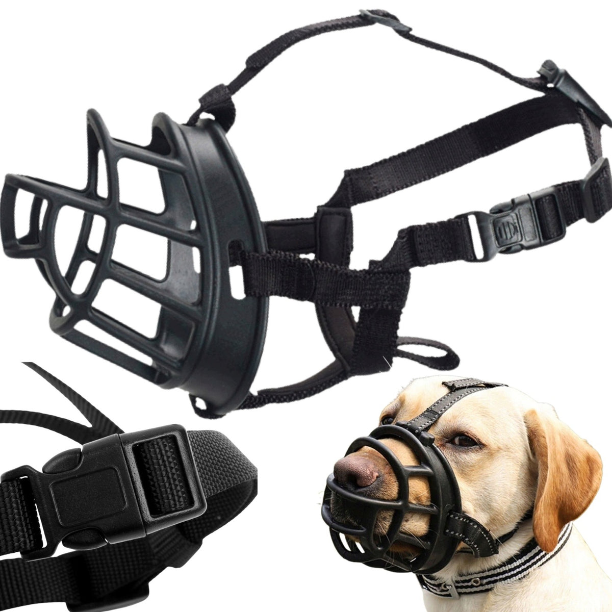 PHYSIOLOGICAL MUZZLE FOR DOG RUBBER SILICONE ADJUSTABLE XL COMFORTABLE