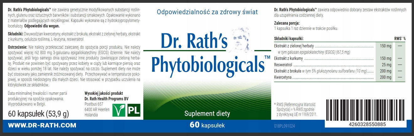 PHYTOBIOLOGICALS Plant ingredients Dr Rath 60 capsules Manufacturer code 4260328550885