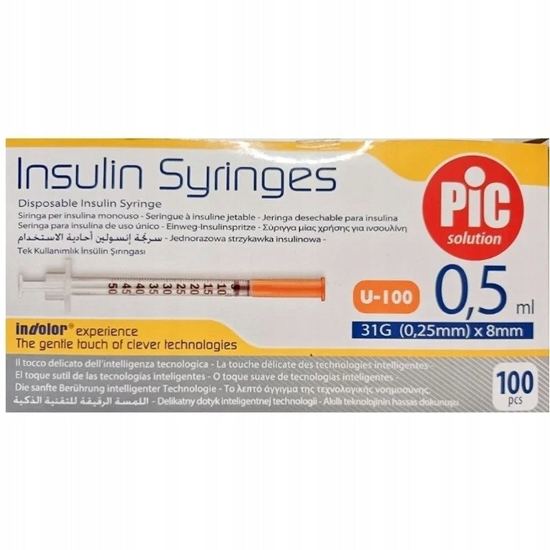 PIC Insulin Syringes 0,5 ml disposable insulin syringe G31 0,25 x 8