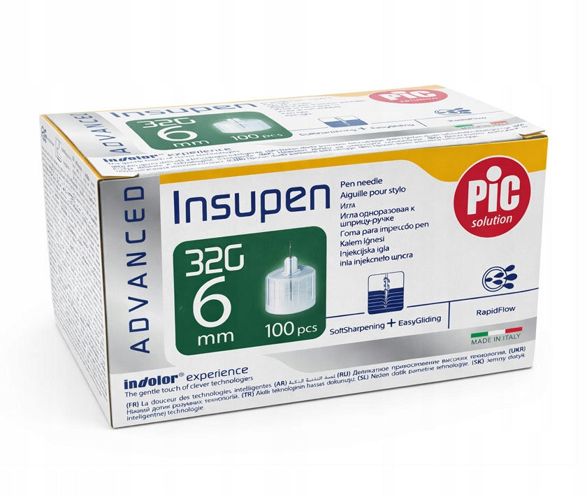 PIC Insupen Insulin Pen Needles 32G 0,23x6mm 100pcs