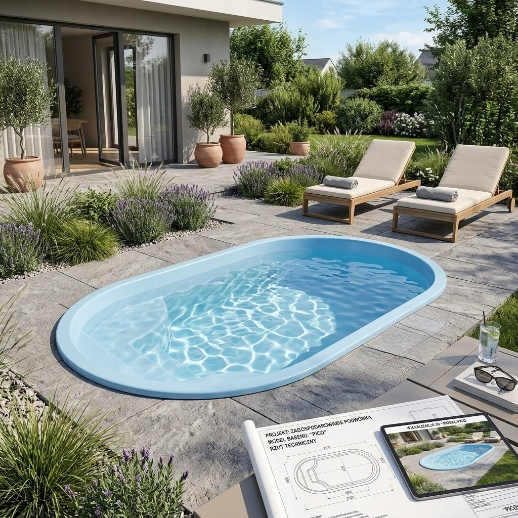 PICO polyester pool for digging 340 x 210 x 100 cm EXCEPTIONAL PRICE (description) Brand Blue Way