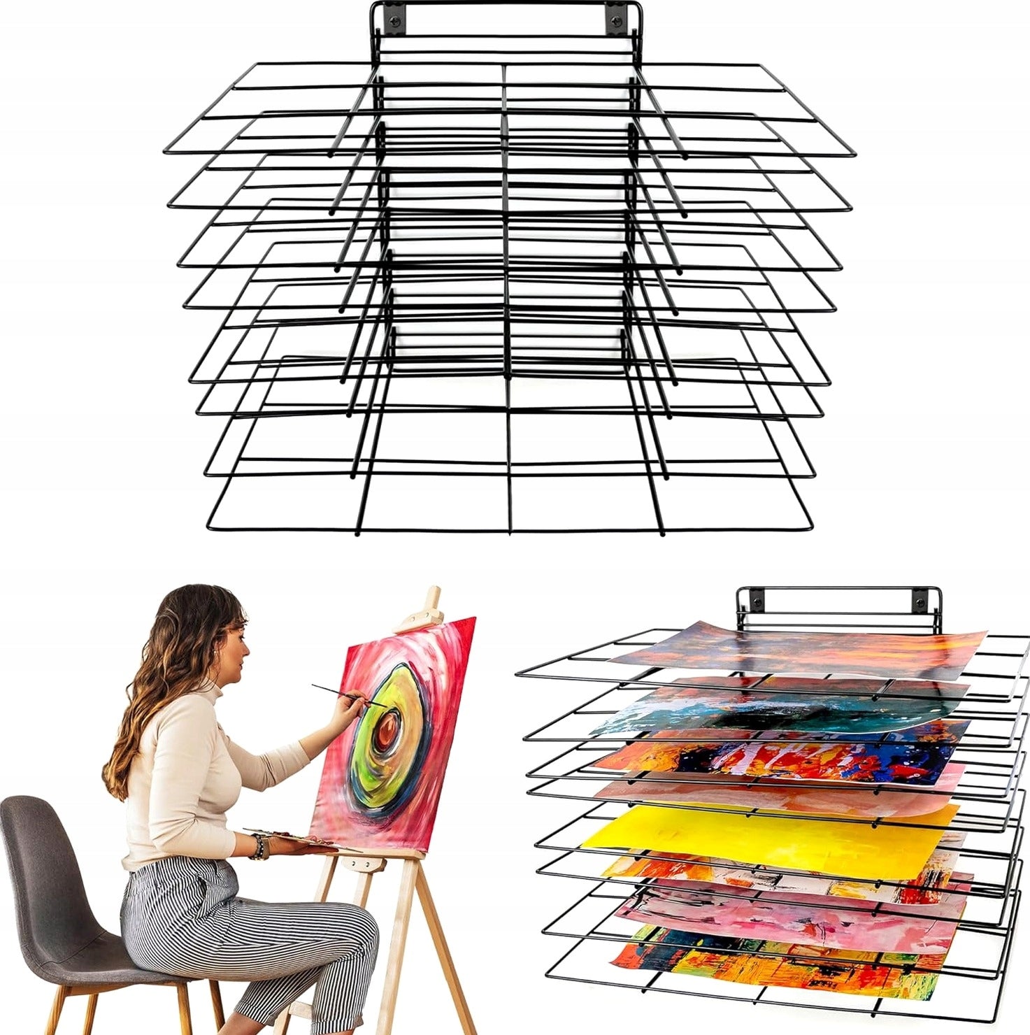 PICTURE DRYER 41X31X25CM METAL WALL HANGING 8 SHELVES