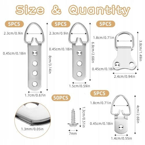 PICTURE HANGERS D RING METAL SET OF 20 PCS FOR HOME OFFICE METAL Manufacturer code Bez marki