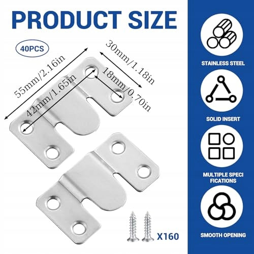 PICTURE HANGERS STAINLESS STEEL SET OF 20 PAIRS 40 PCS. STEEL Manufacturer code Bez marki