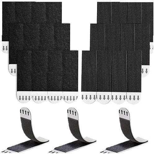 PICTURE HANGING STRAPS WITHOUT NAILS BLACK WATERPROOF 12 PAIRS