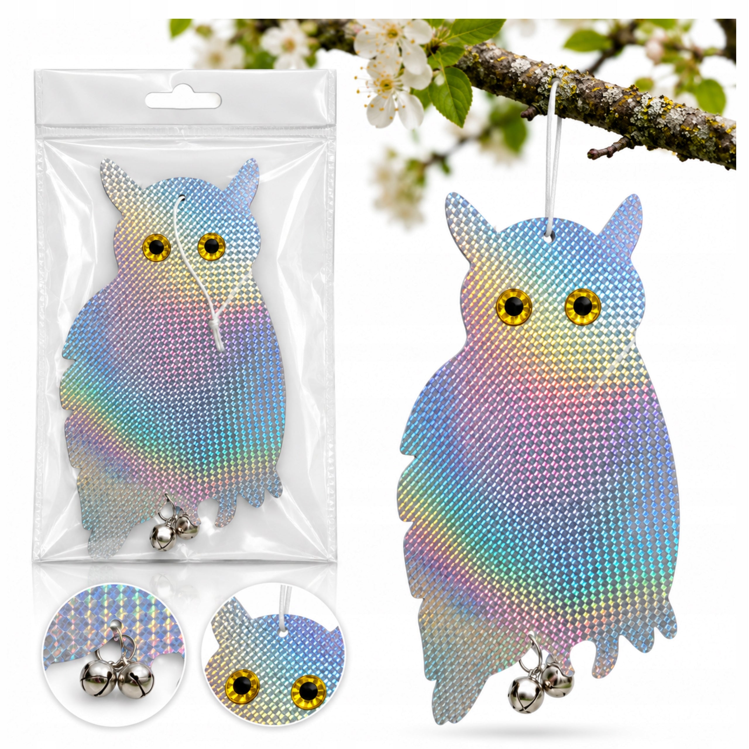 PIGEON PATCH REPELLENT HANGING HOLOGRAM REFLECTIVE OWL FOR RAVEN STARLINGS Packaging status original