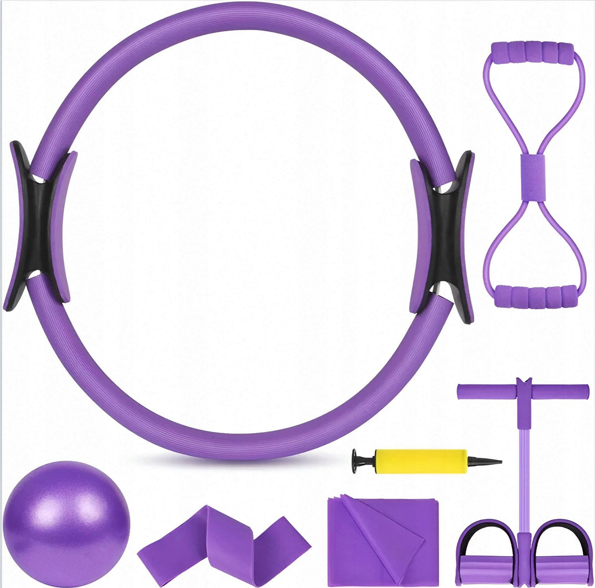 PILATES SET RING MAGIC CIRCLE EXPANDER RESISTANCE TAPE BALL 6 PCS.