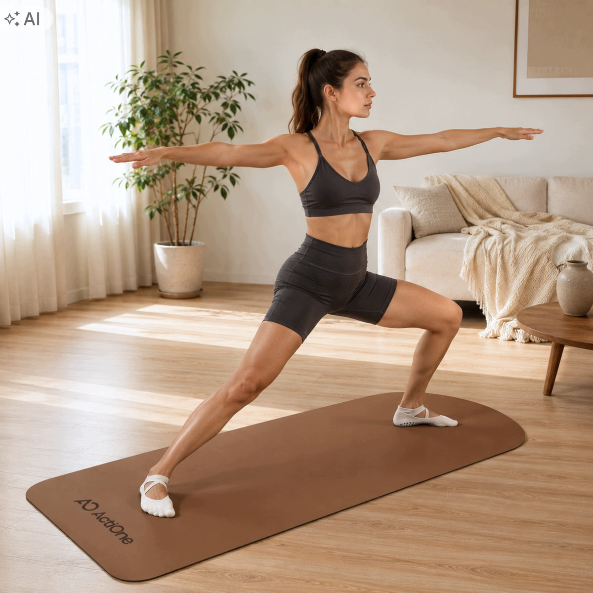 PILATES YOGA EXERCISE MAT+Rubber HANDLE Thin 4,5mm Soft ActiOne Packaging status original