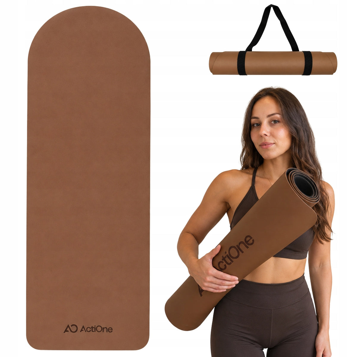 PILATES YOGA EXERCISE MAT+Rubber HANDLE Thin 4,5mm Soft ActiOne