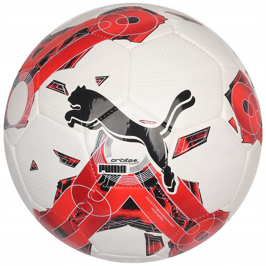 Fußball Puma Orbita 6 MS, weiß/rot 