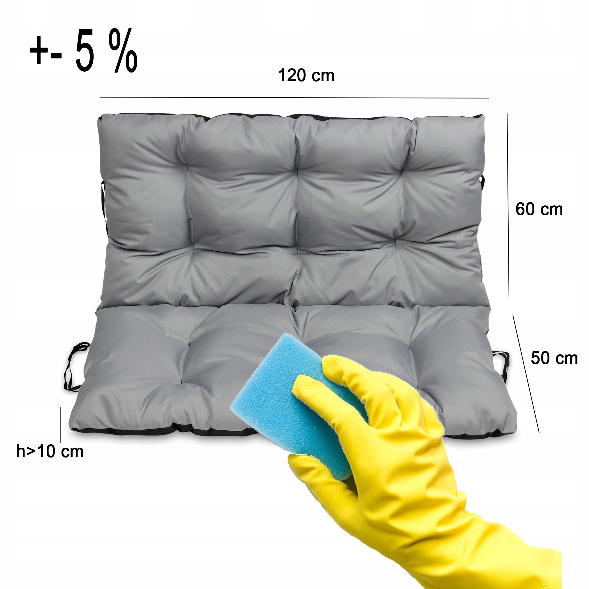 PILLOW CUSHION for garden furniture waterproof BENCH SWING 120x60x50 Cushion thickness 10 cm