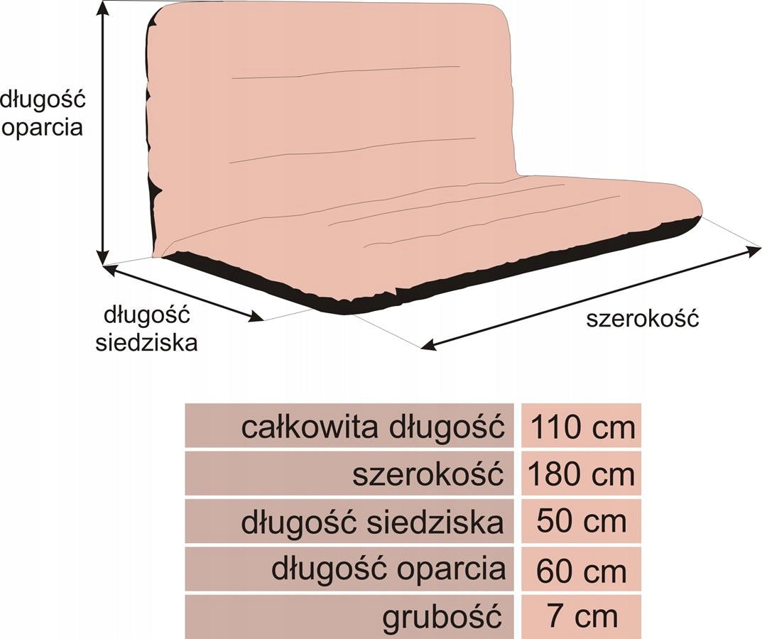 PILLOW for Swing or Garden Bench, Thick Waterproof Cushion 180 cm Pillow length 110 cm