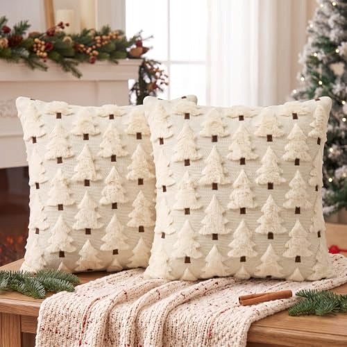 PILLOWCASES CHRISTMAS TREE BEIGE BROWN 45X45 CM SET OF 2 Brand no brand