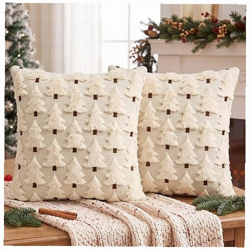 PILLOWCASES CHRISTMAS TREE BEIGE BROWN 45X45 CM SET OF 2
