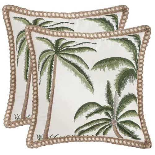 PILLOWCASES COTTON EMBROIDERY TROPICAL PALM TREES 45X45 CM SET OF 2 Brand no brand