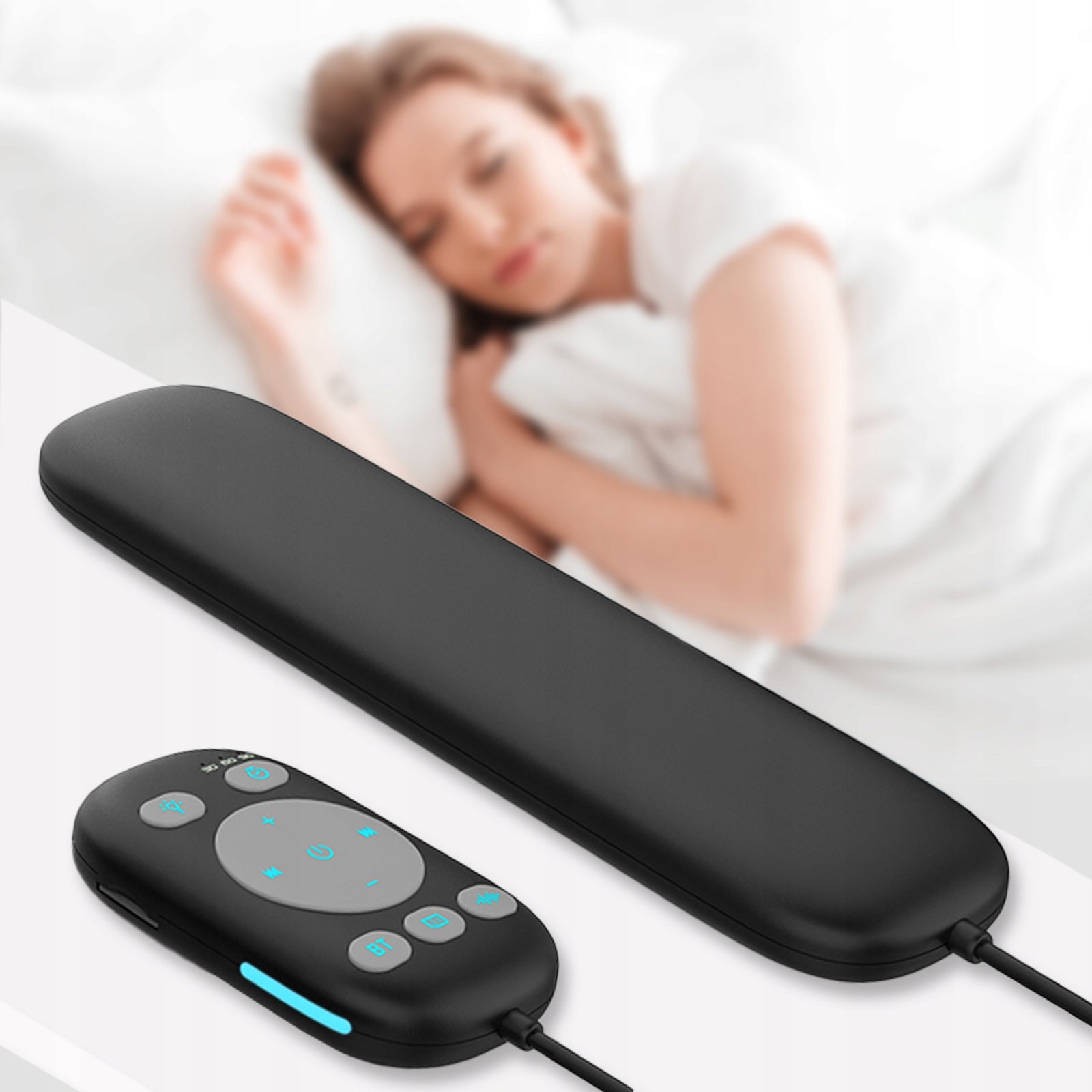 PILSAMAS Bone Speaker for Pillow BT 5.4 Black Remote Control White Noise Timer