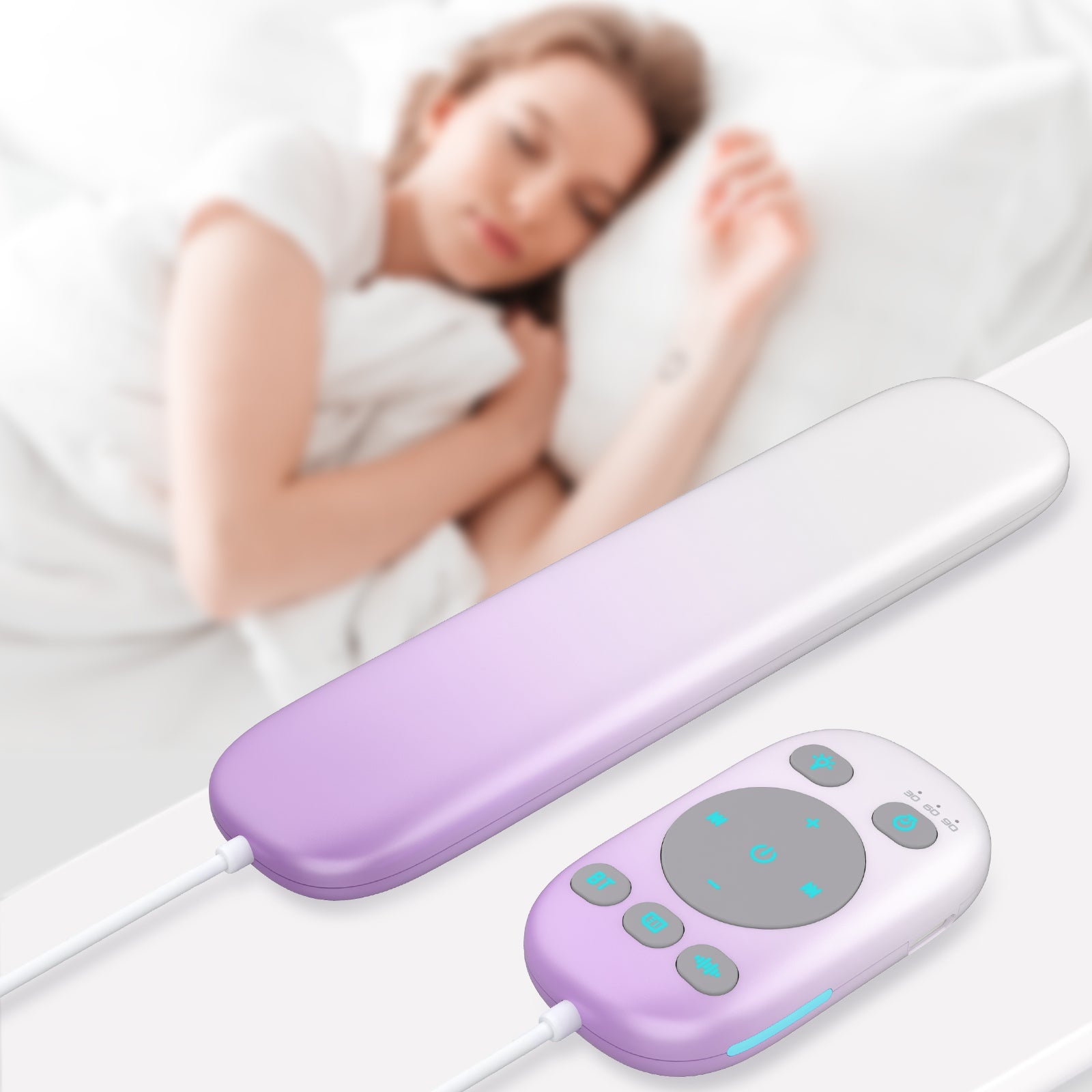 PILSAMAS Bone Speaker for Pillow BT 5.4 Purple Gradient Remote Control Noise