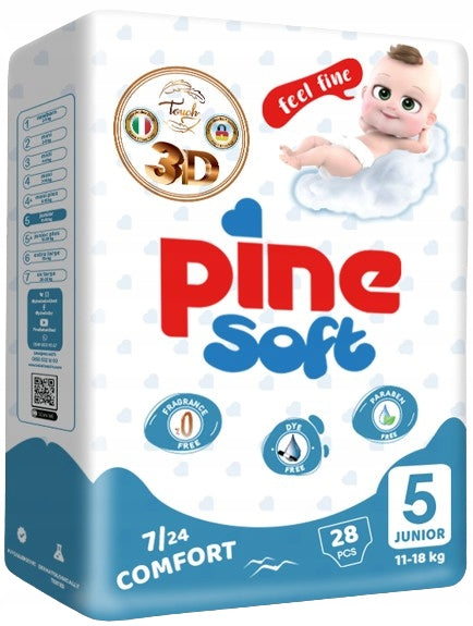 PINE SOFT JUNIOR diapers for children size 5 (11-18 kg) 28 pieces