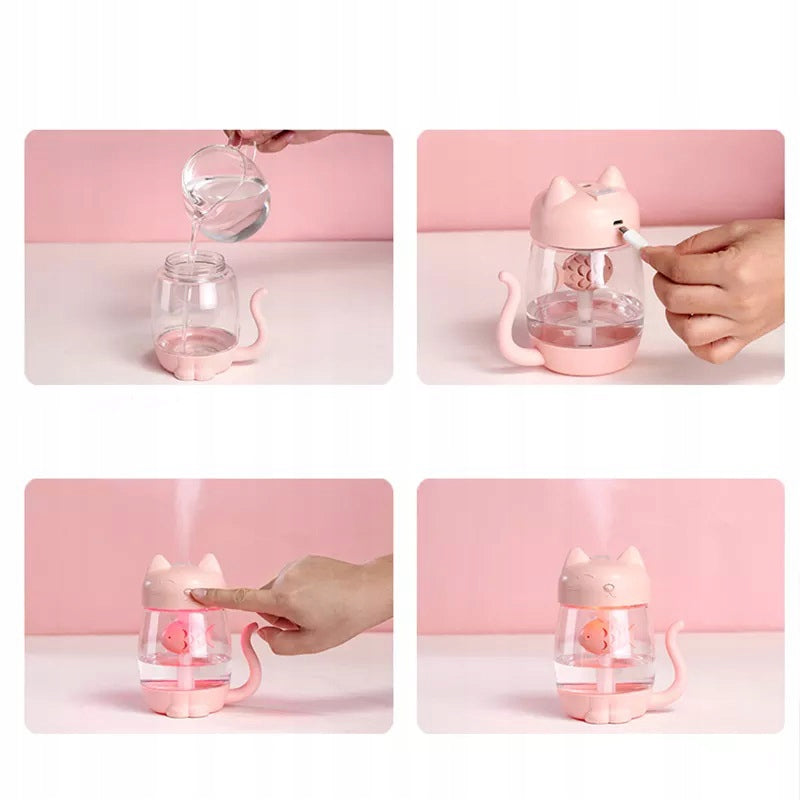 PINK Air Humidifier for Aromatherapy KITTEN + 3 cartridges FREEBIE Manufacturer code DSJ KOTEK RÓŻ