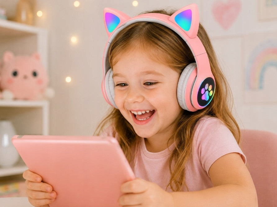 PINK CAT EAR HEADPHONES LED RGB – CAT EARS FOLDABLE BLUETOOTH Packaging status original