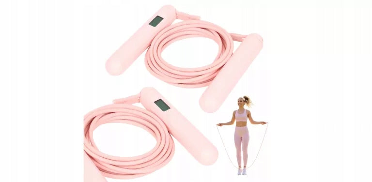 PINK JUMP ROPE WITH ELECTRONIC COUNTER Manufacturer code skakanka z wyświetlaczem różowa trening