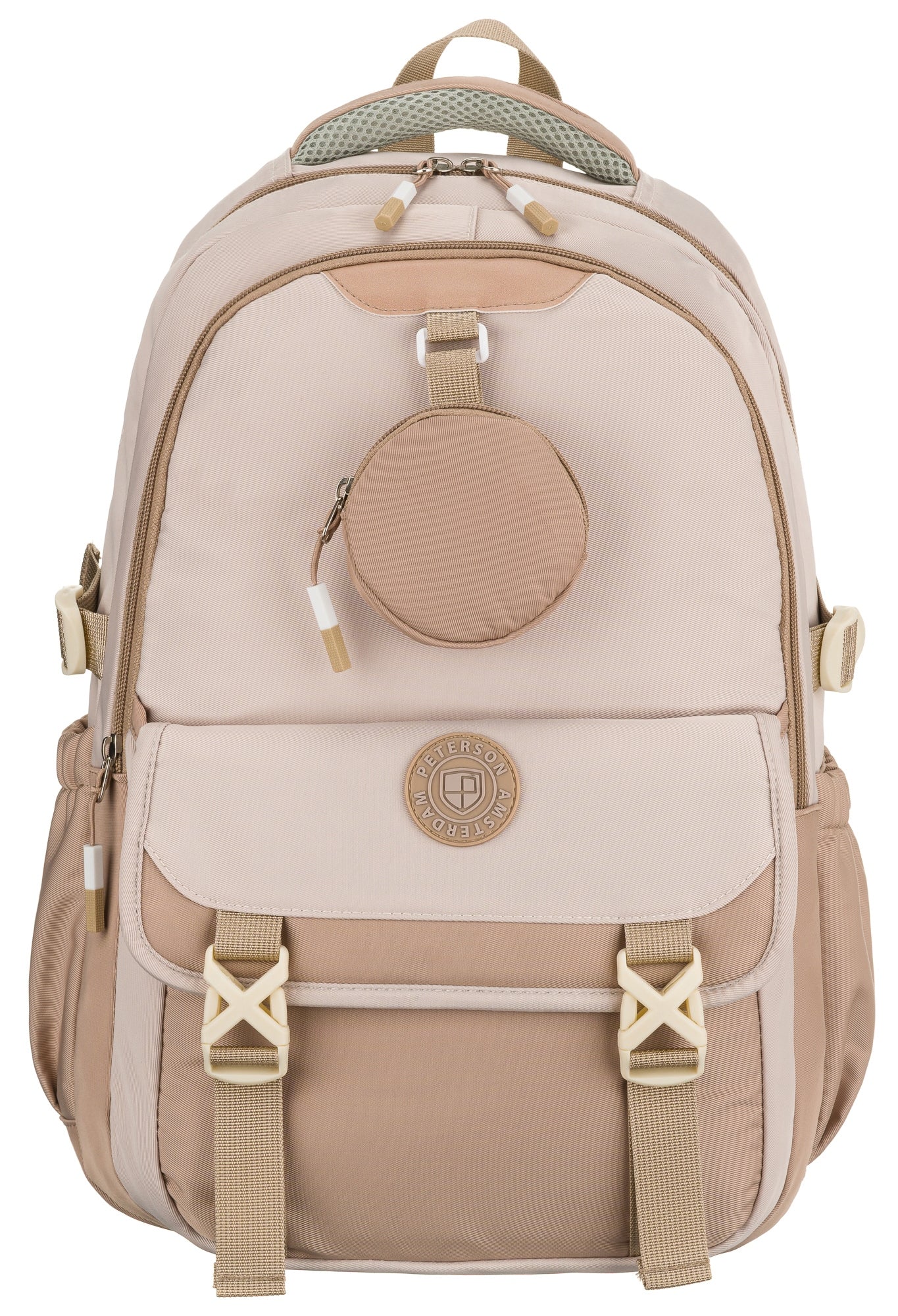 PINK School backpack for children SOLID roomy satchel for school STRONG Manufacturer code Plecak szkolny dla dzieci 8610 BEIGE