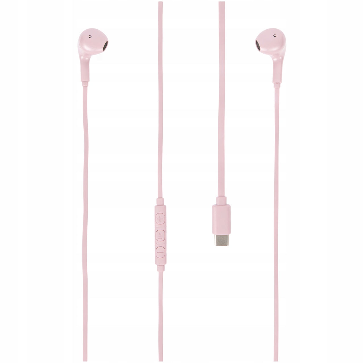 PINK WIRED EARBUDS WITH MICROPHONE FOR USB-C CABLE FOR PHONE Manufacturer code słuchawki różowe z regulacją dźwięku na kabel