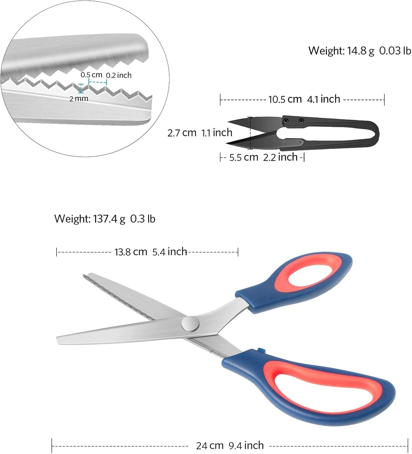PINKING FABRIC CUTTERS WITH ZIGZAG STAINLESS STEEL BLADES 10 CM Manufacturer code 5908040088130