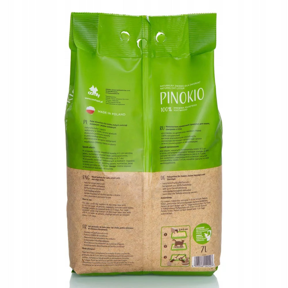 PINOCCHIO UNIVERSAL LITTER WOODEN PELLETS FOR CAT 4x7l Brand Comfy