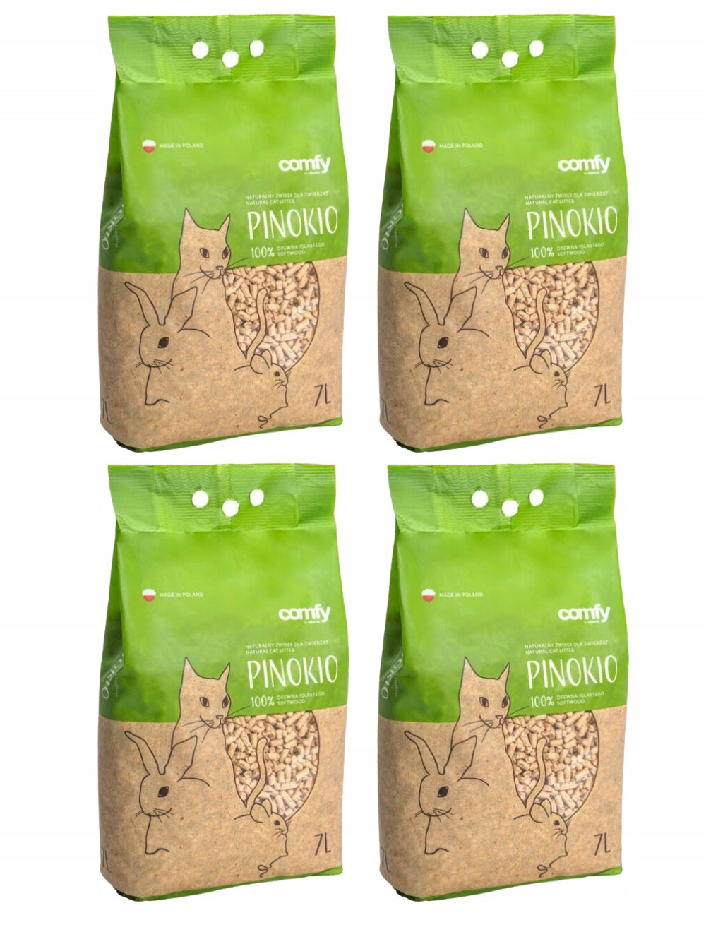 PINOCCHIO UNIVERSAL LITTER WOODEN PELLETS FOR CAT 4x7l