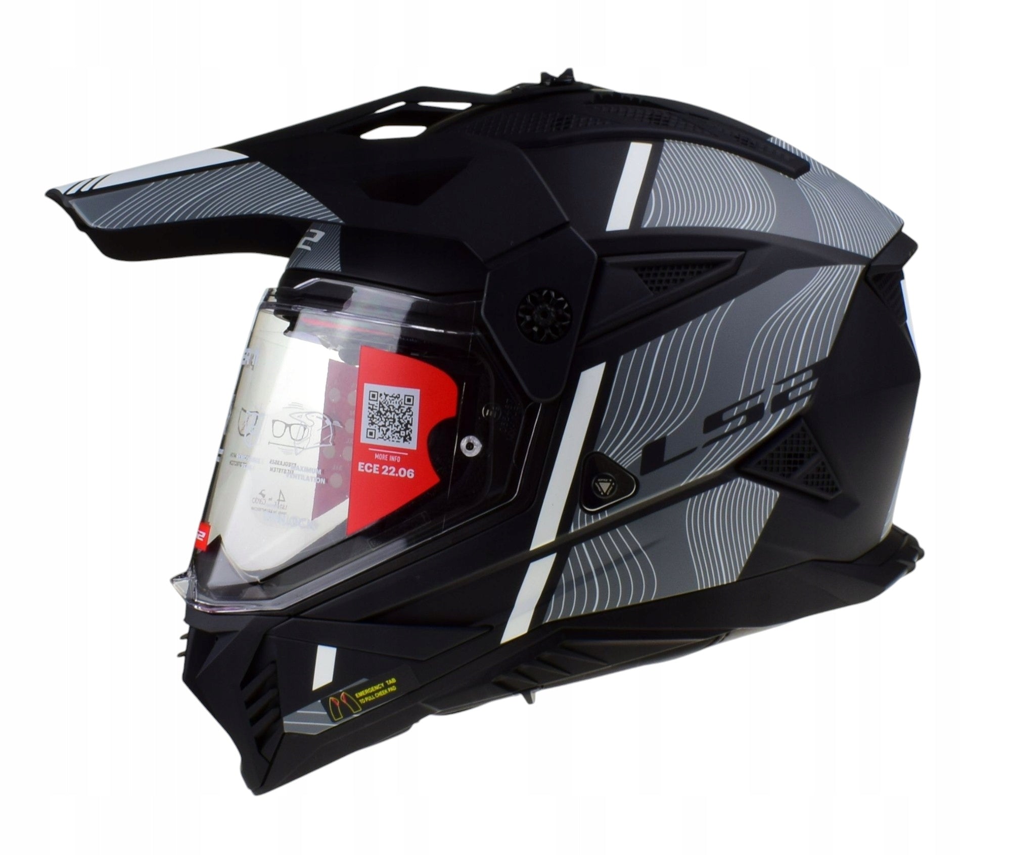 PIONEER II HILL MATT BLACK WHITE adventure dual helmet LS2 MX702 size M EAN (GTIN) 5906321604390