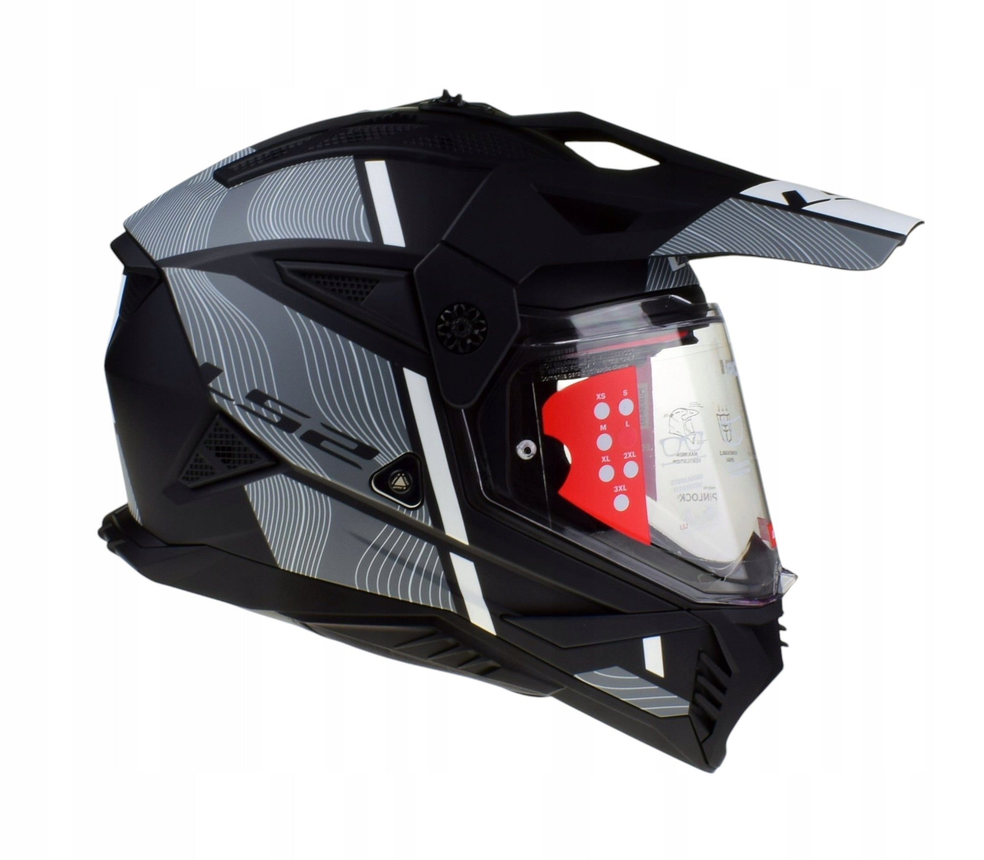 PIONEER II HILL MATT BLACK WHITE adventure dual helmet LS2 MX702 size M Manufacturer's catalog number AK4670222114
