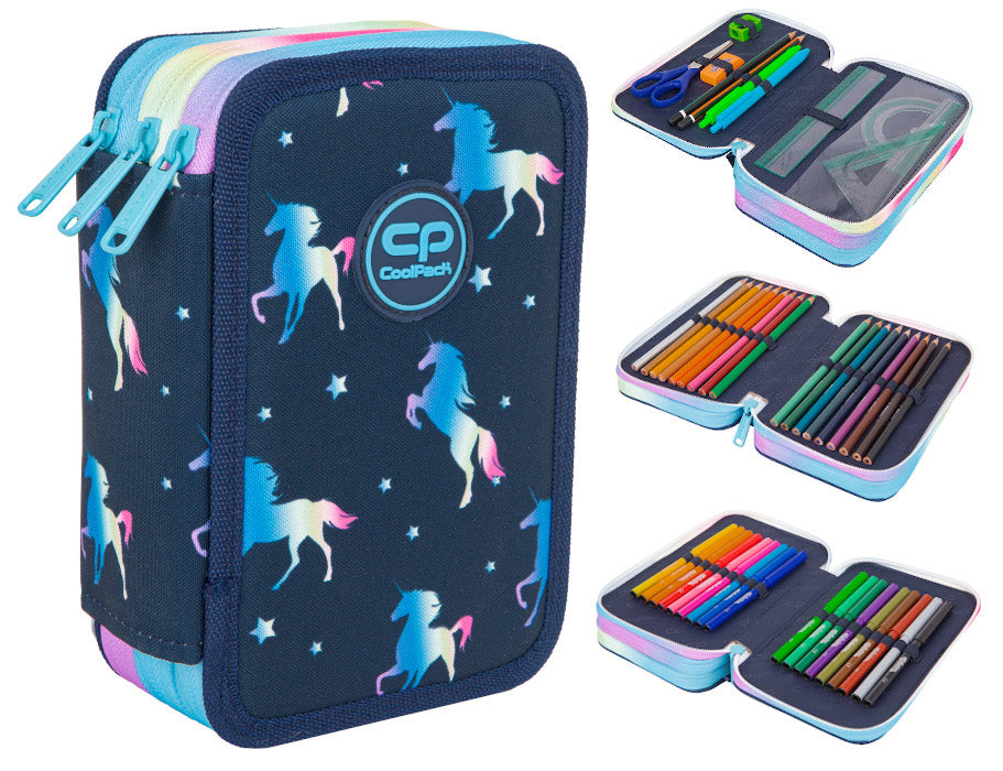 Schulmäppchen mit Zubehör Einhorn Collpack CP Jumper 3 Blaues Einhorn 
