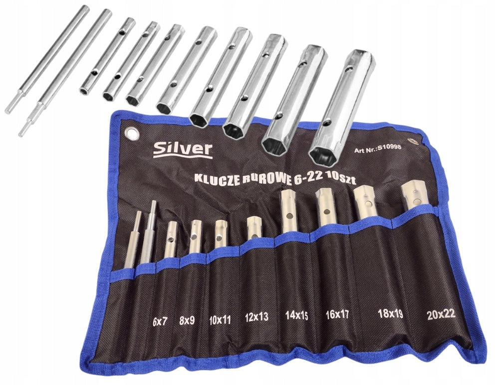 PIPE WRENCH SET DOUBLE SIDED PIPE WRENCHES 6-22mm 6-Angle 10pcs + CASE Key type tube