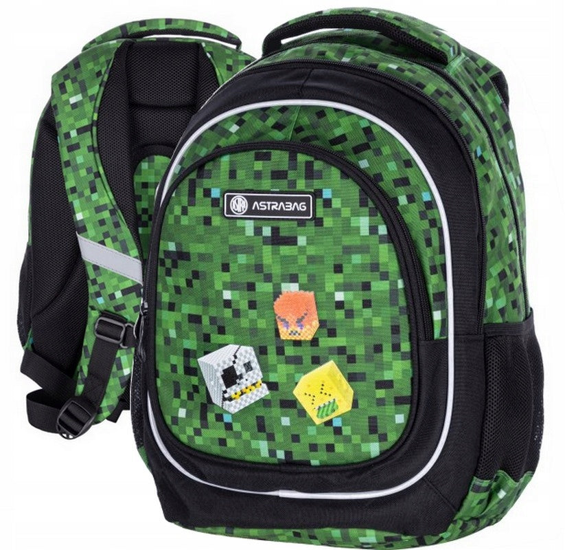 PIXELE SCHOOL BACKPACK SATCHEL for boy, fan of the game class 1-3 5102