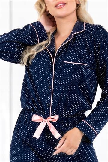 Zweiteiliger Pyjama für Damen Momenti per me All 4 you, blaue Farbe 