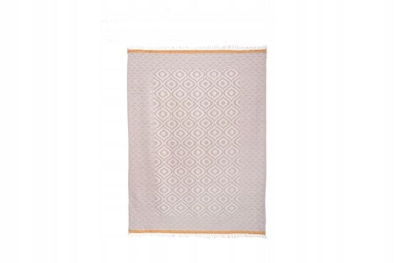 PLAID BLANKET WITH FRINGES 130x170 TURKISH COTTON, NATURAL, BOHO Packaging status original