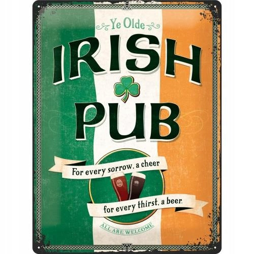 Metallplatte 30x40 cm / Irish Pub 