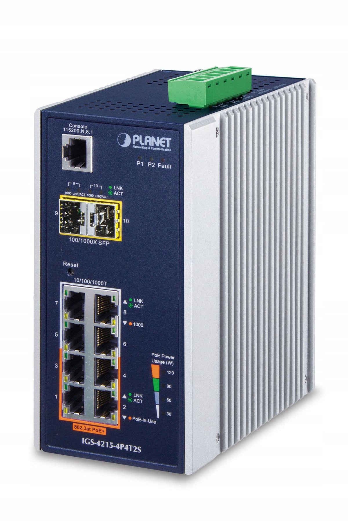 PLANET Industrial 4-Port 10/100/1000T 802.3at PoE+ Switch