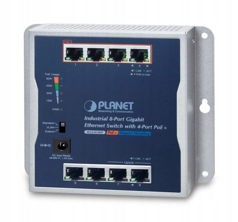 PLANET P30 Industrial 8-Port Unmanaged PoE Support Blue,...