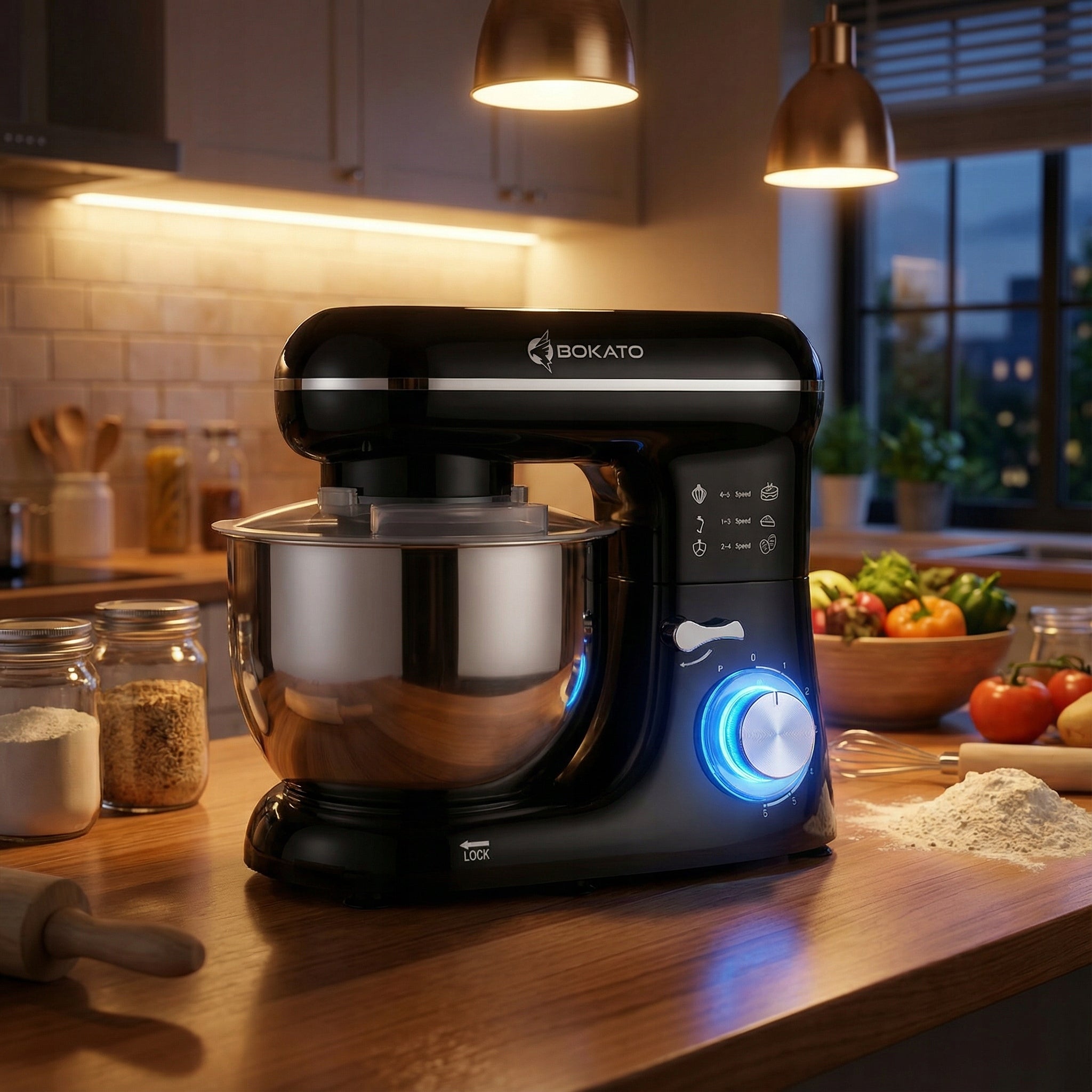 PLANETARY FOOD PROCESSOR 2000W LED MULTIFUNCTIONAL BOWL 4,5L BOKATO KEL080 EAN (GTIN) 5906228901080