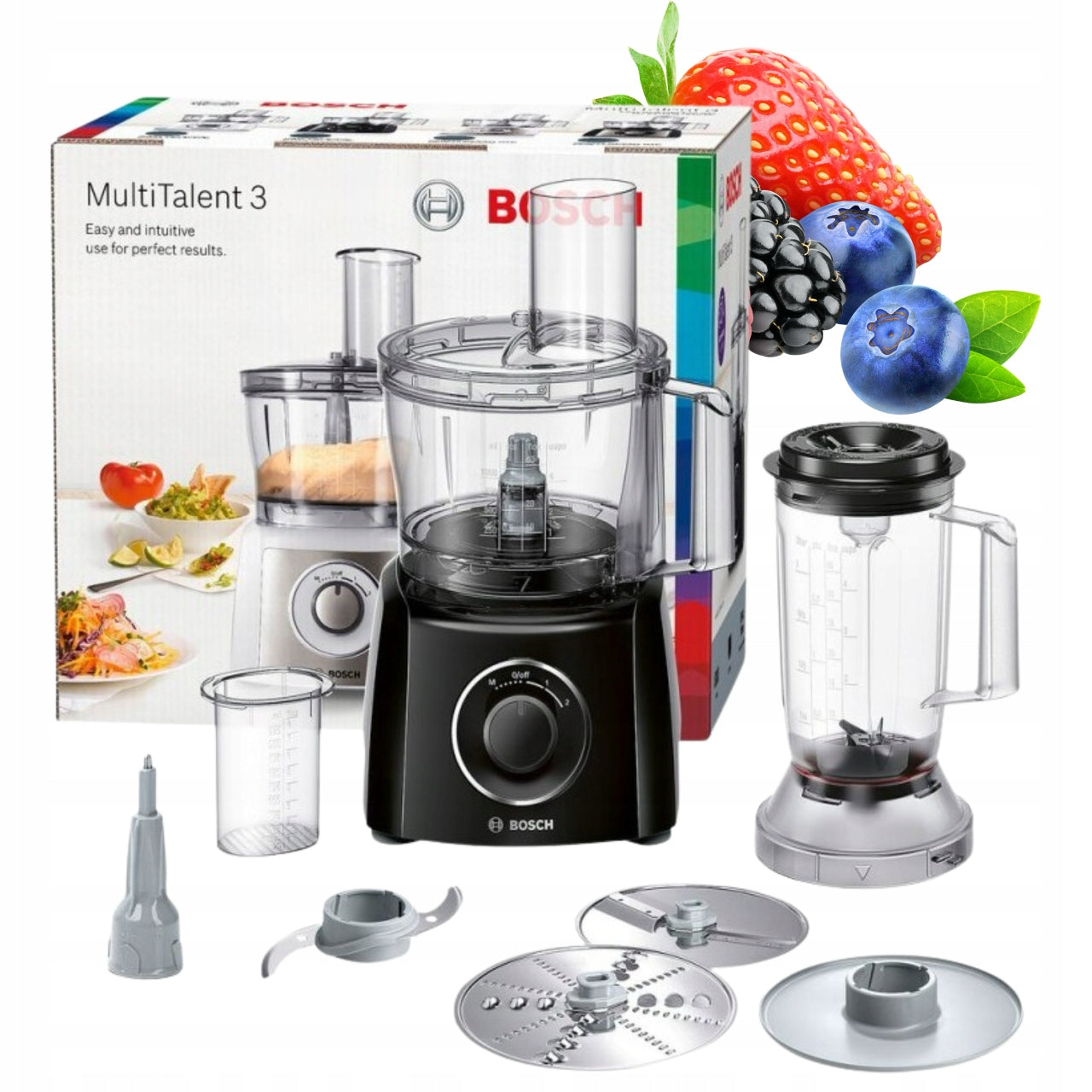 PLANETARY FOOD PROCESSOR BOSCH 800 W 2,3l Black MultiTalent BLENDER GRATER