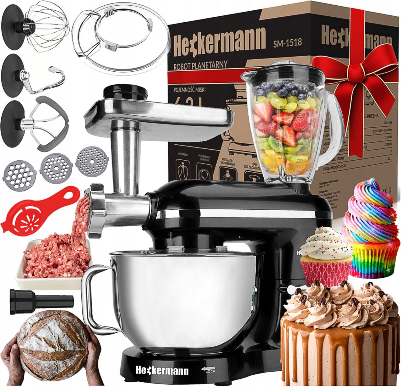 PLANETARY FOOD PROCESSOR FOR MEAT GRINDING PREMIUM MULTIFUNCTION MIXER
