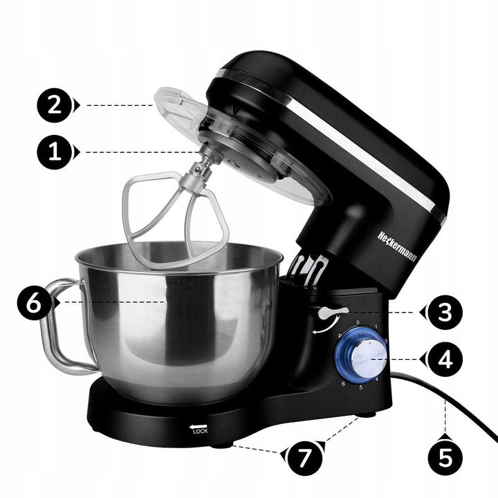 PLANETARY FOOD PROCESSOR MULTIFUNCTION MIXER HECKERMANN 2200W BOWL 6,2l Brand Heckermann