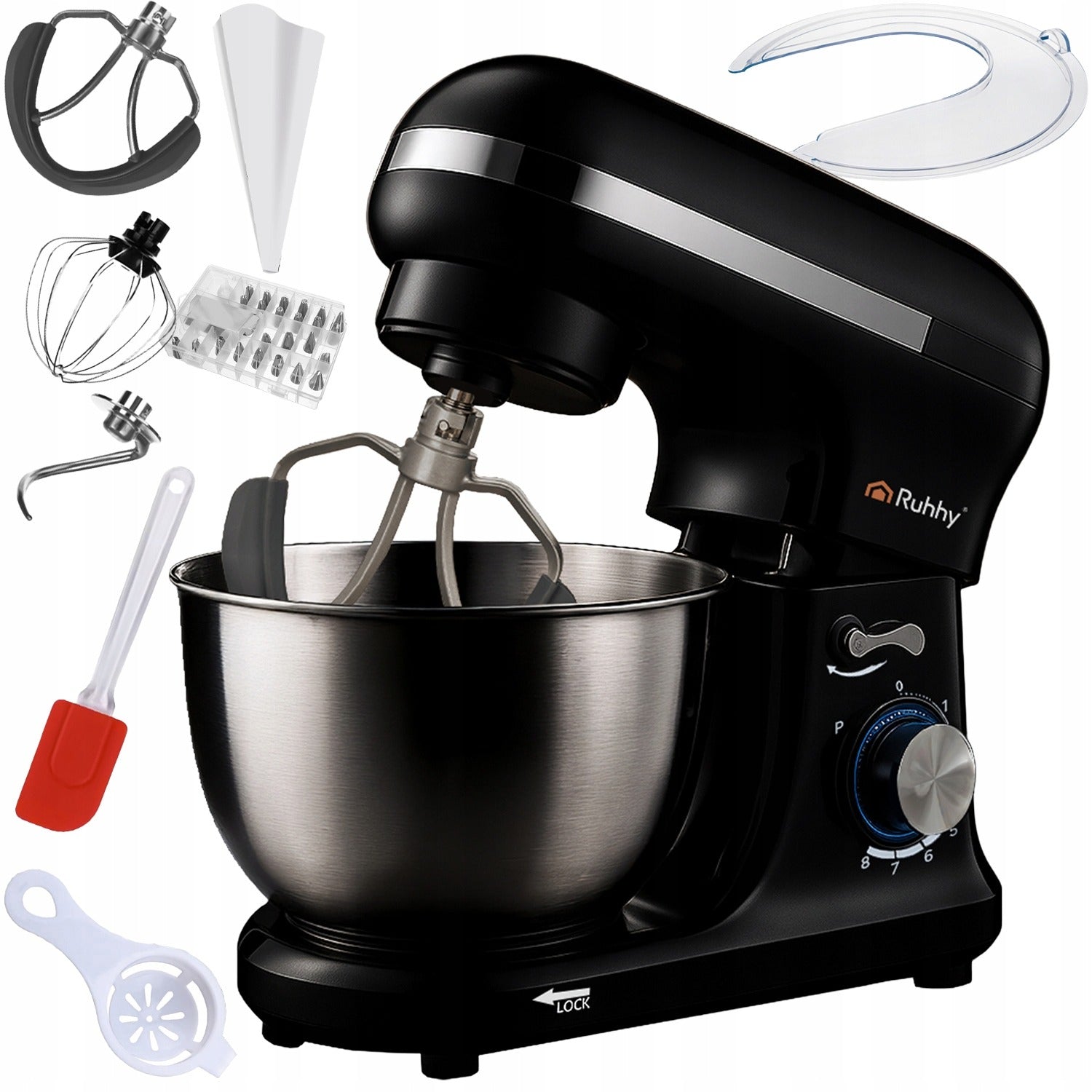 PLANETARY FOOD PROCESSOR POWERFUL 4,5L MULTIFUNCTIONAL DOUGH MIXER BLACK