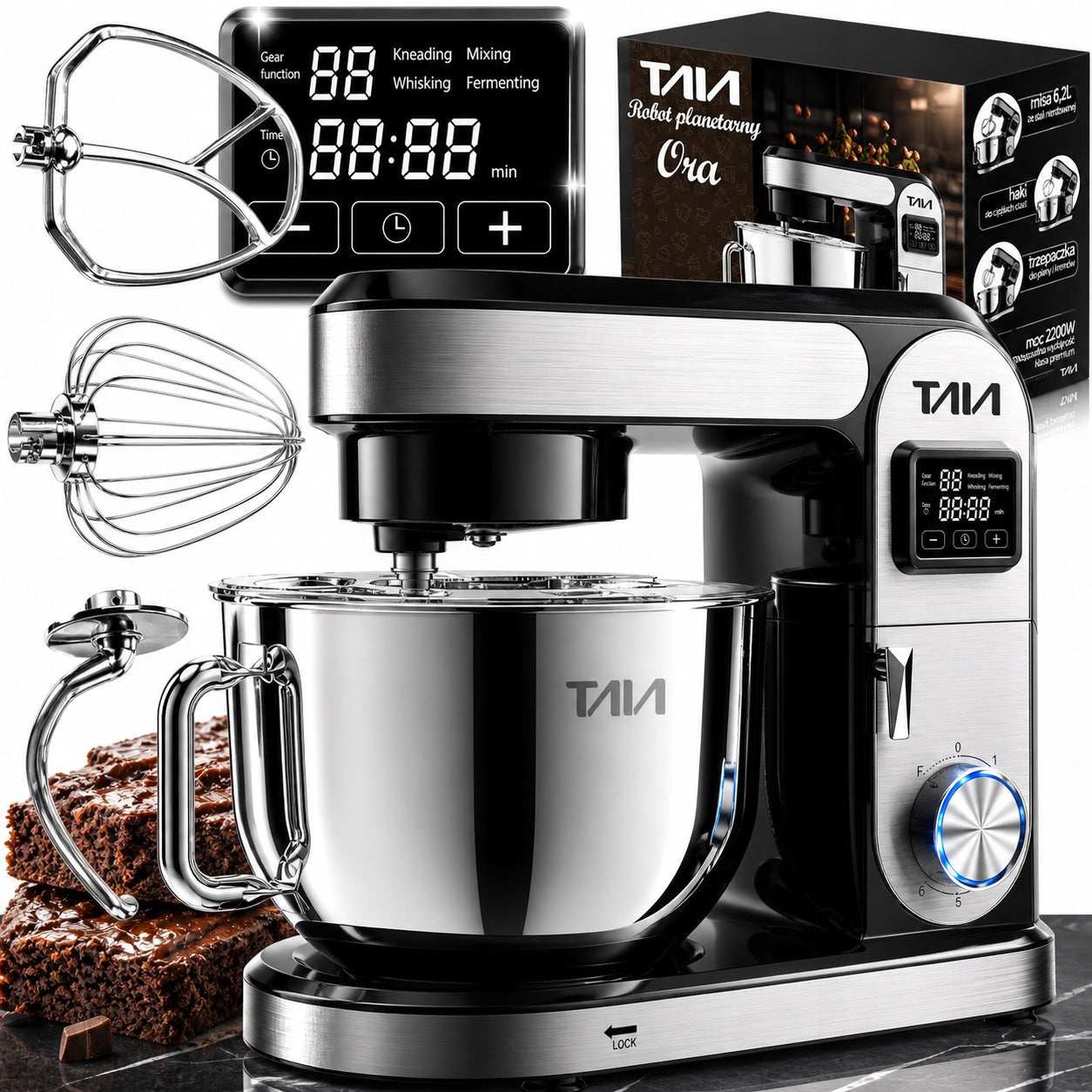 PLANETARY FOOD PROCESSOR TAIA ORA 2000 IN MULTIFUNCTION MIXER BOWL 6,5 L