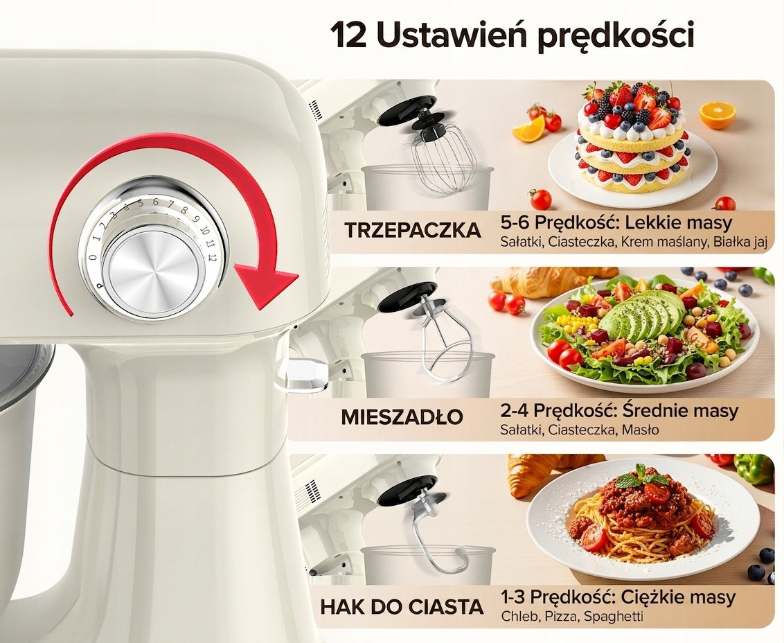 PLANETARY ROBOT 1500W 5L KITCHEN MIXER 9 GEARS LED Brand no brand