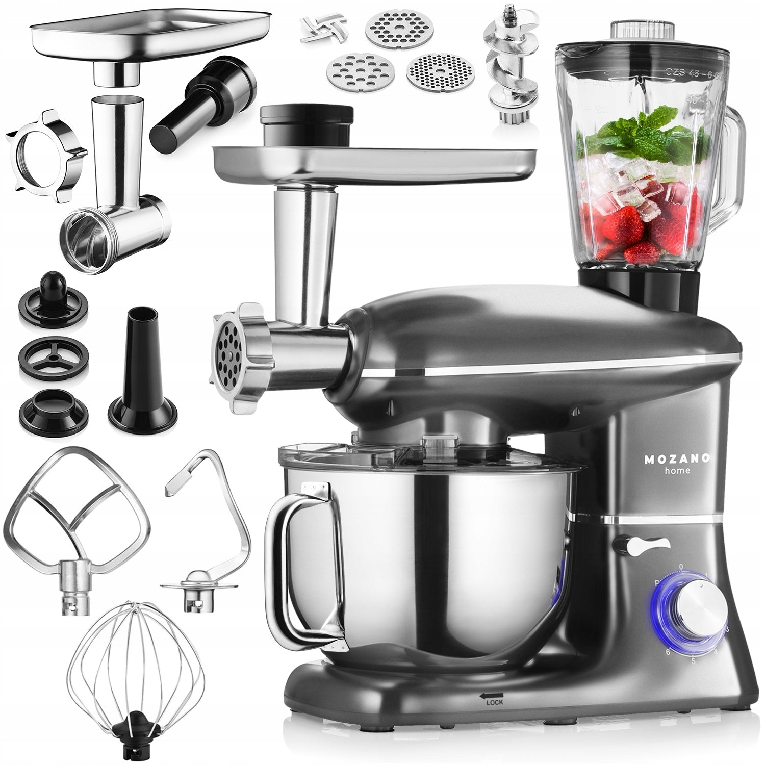 PLANETARY ROBOT KITCHEN BLENDER MIXER LARGE SET 6in1 BOWL 6,2L QUIET