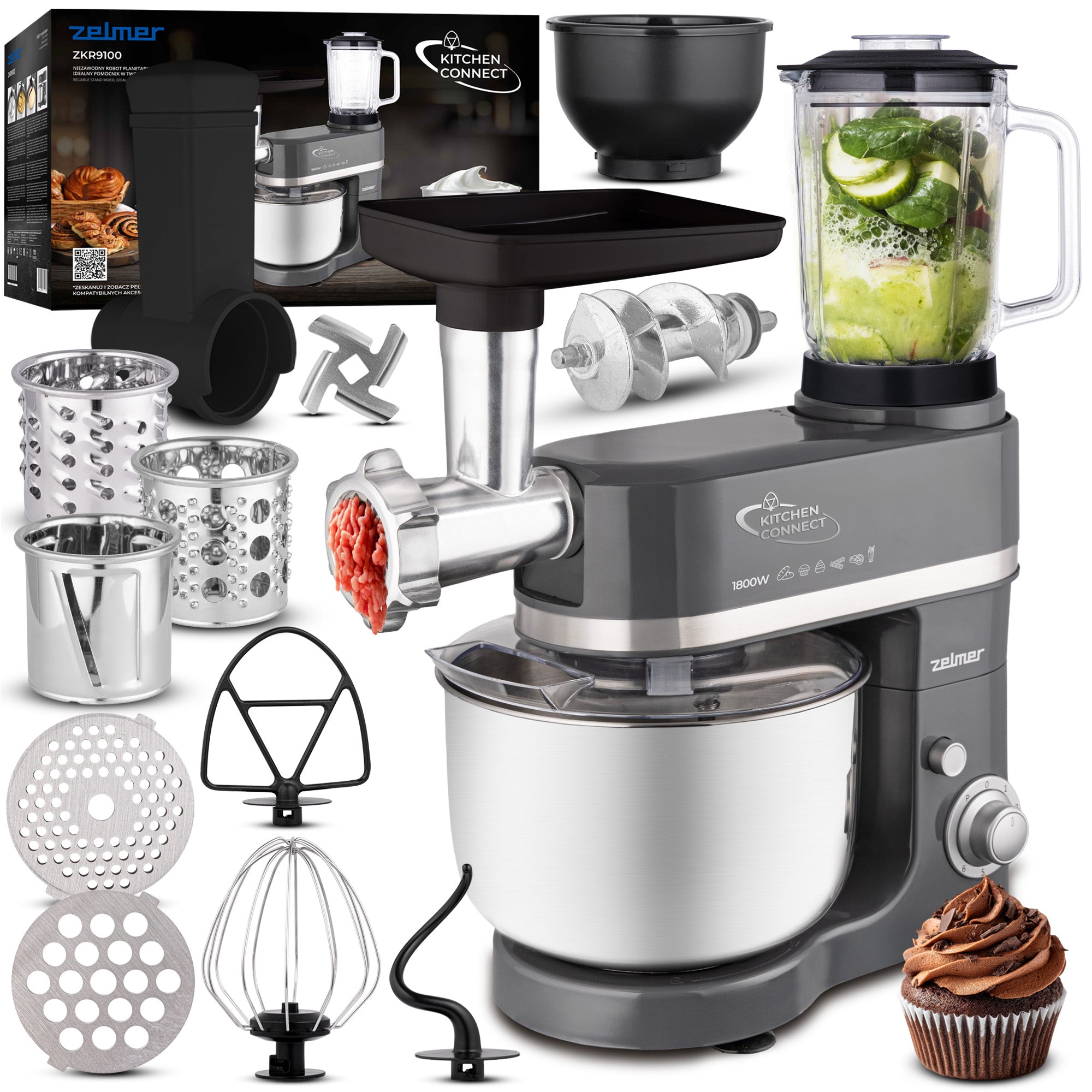 PLANETARY ROBOT ZELMER 4IN1 BLENDER MEAT GRINDER SHREDDER 1800W