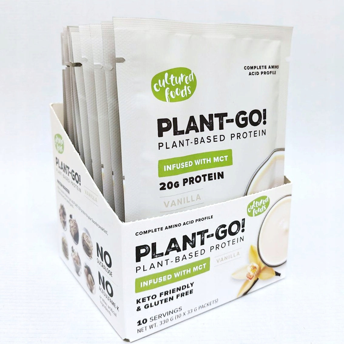 PLANT-GO! Vanilla flavoured vegetable protein with the addition of MCT 10 x 33g